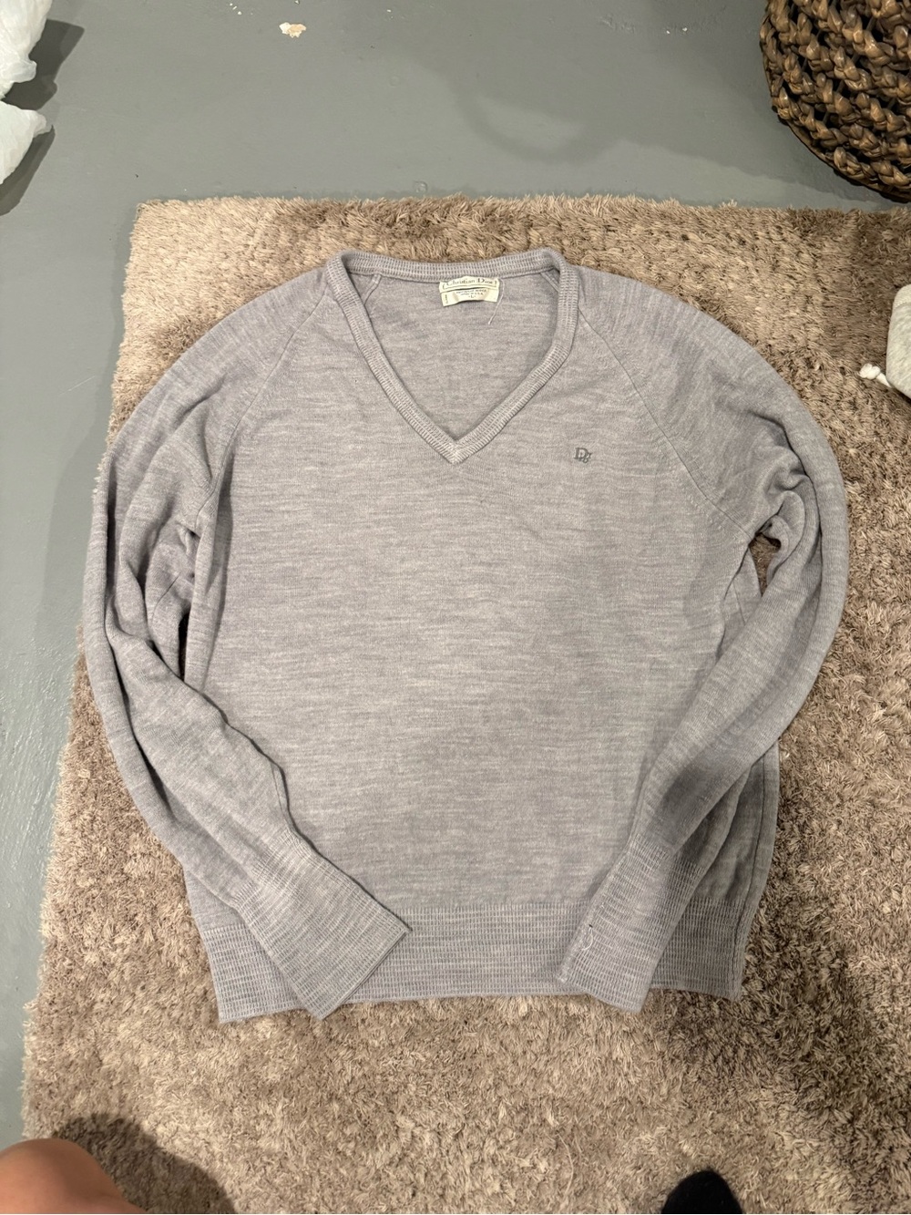 Dior Women's V-Neck Sweater in Light Gray